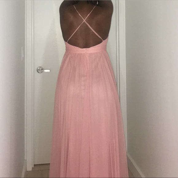 Criss-cross Backless Pink Gown - Picture 5 of 6